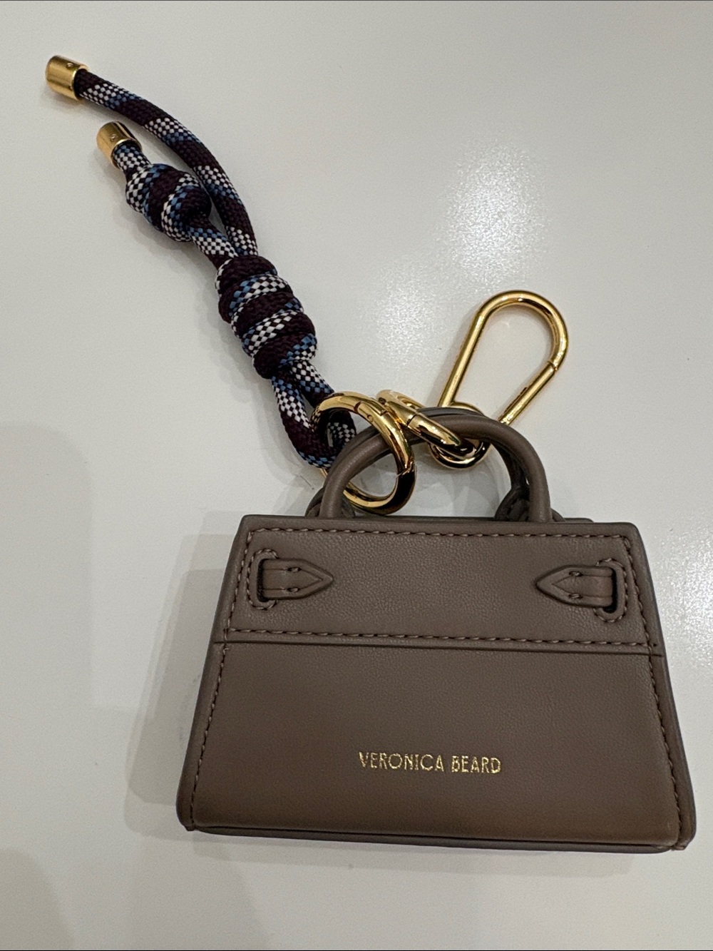 Veronica Beard Dash Bag Charm with Braided Cord in Brown